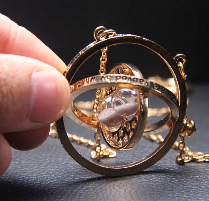 Collier en or avec pendentif retourneur de temps, série de cadeaux magiques pour femmes et filles