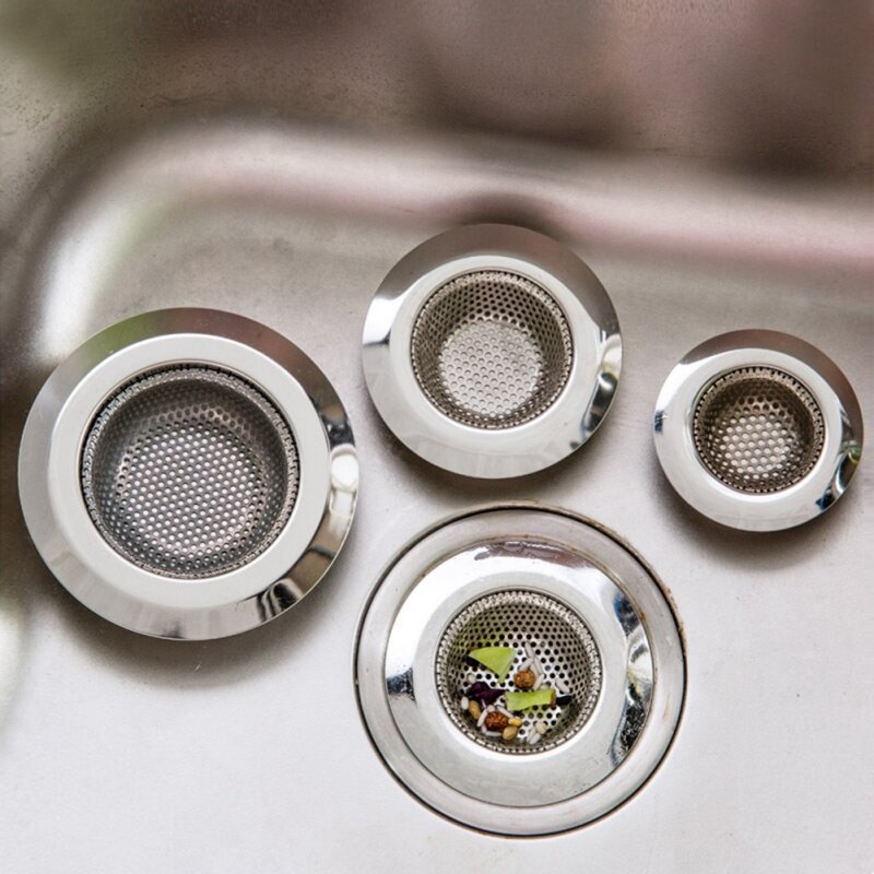 Stainless Steel Sink Anti-Clogging Kitchen Sink Strainer Disposal Stopper Perforated Basket Drains Sieve
