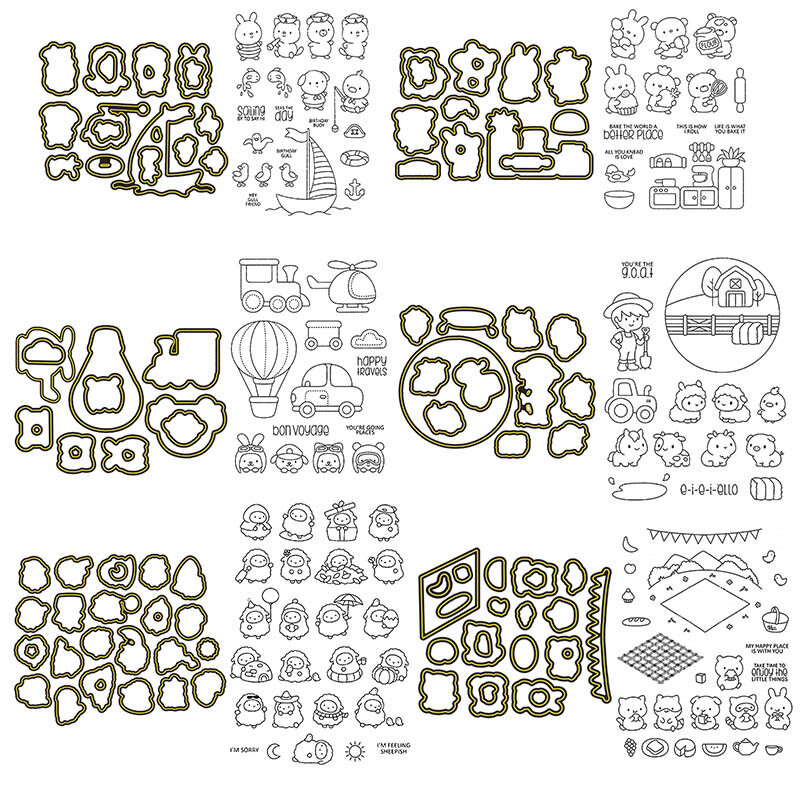 Troqueles de corte de Metal con diseño de animales, kit de troqueles para manualidades, conjunto de anillos de troqueles para grabado en relieve