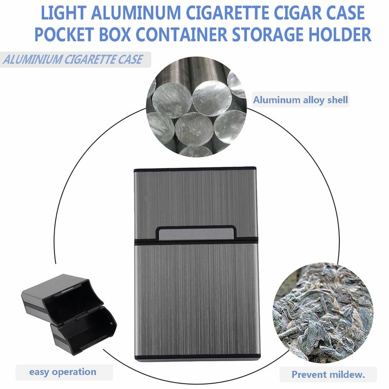 2019 uso doméstico luz de alumínio charuto cigarro caso tabaco titular bolso caixa armazenamento recipiente 6 cores desconto