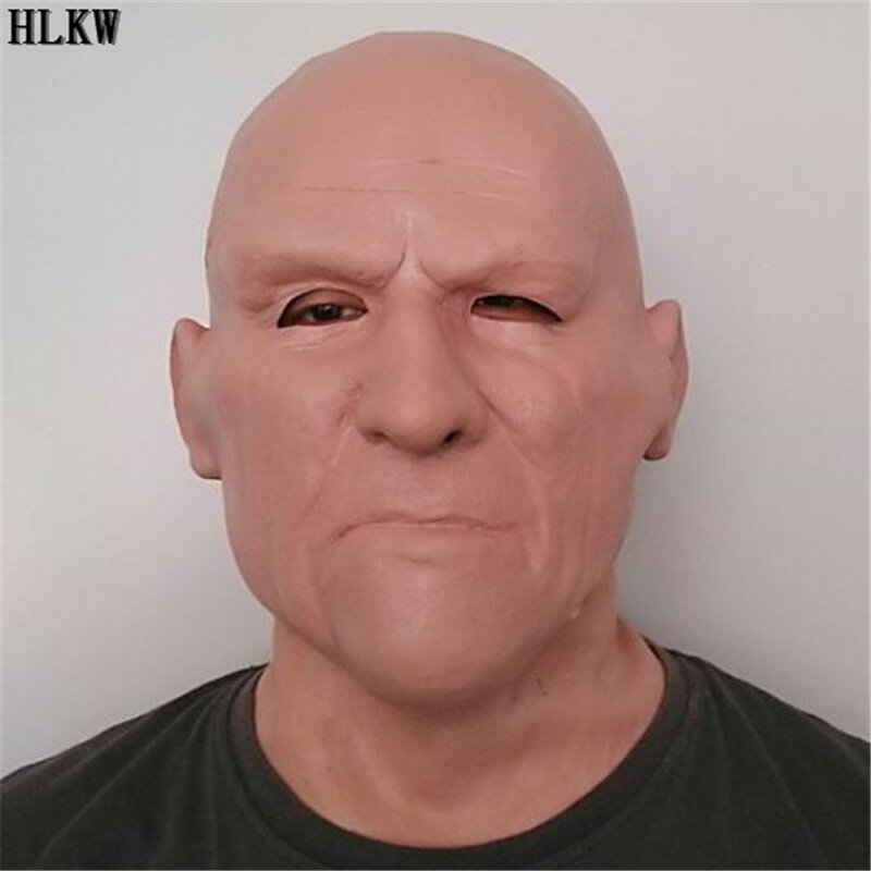 Máscara de cabeza de viejo realista, disfraz de fiesta de cara humana de látex, Cosplay, máscara de Carnaval de cabeza completa, envío rápido por DHL
