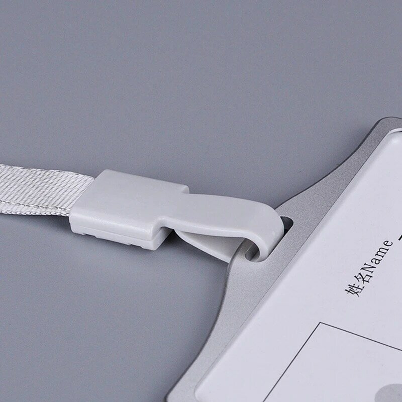 Horizontal Style Aluminum Alloy ID Card Holder with Lanyard Neck for Women and Men Business Work Card Holders