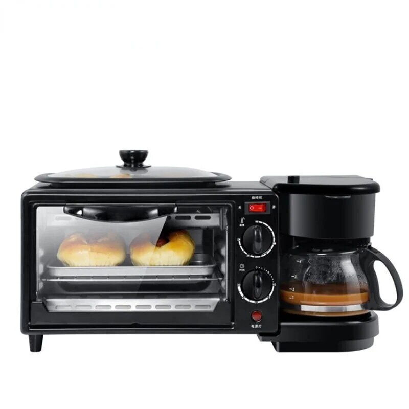 DMWD 3 In 1 Elektrische Frühstück Maschine 220V Toaster Ofen Zu Hause Kaffee Maker Pizza Ei Torte Ofen Braten Pan brot Maker