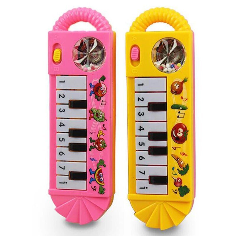 Piano elétrico de plástico com chocalhos, brinquedo para bebês e crianças, instrumento musical, recém-nascidos, presentes, 1 peça