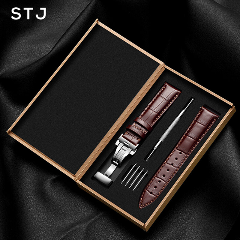 STJ – bracelet de montre en cuir véritable, pour Samsung Galaxy gear s3, 18mm, 20m, 22mm, 24mm, 42mm, 46mm