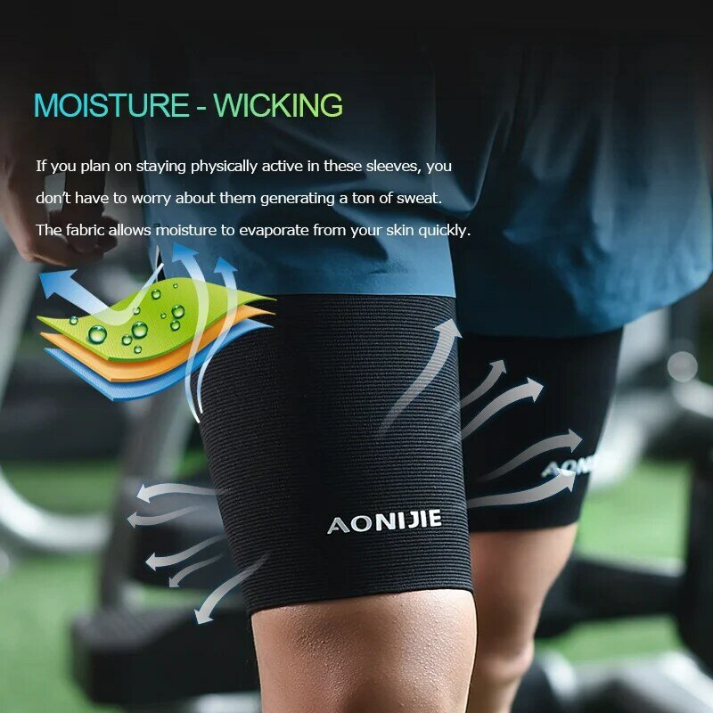 AONIJIE One Piece Adjustable Thigh Sleeve Leg Brace Support Quad Wrap Sports Injury Recovery For Running Trail E4403 Brace
