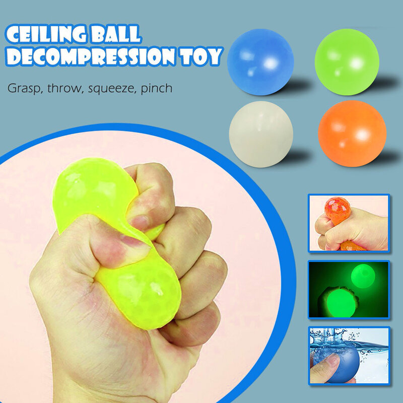 45mm Stick Wall Ball Stress Relief Ceiling Balls Squash Ball Decompression Toy Sticky Target Ballceiling Light Ball Stress Toy