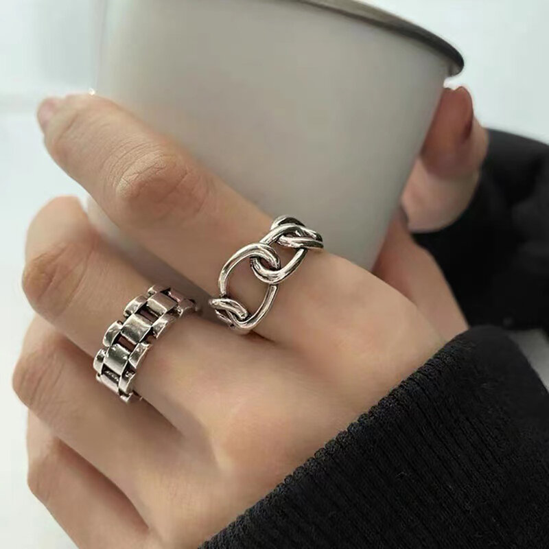 Koreaanse Stijl Horloge Band Design Open Licht Luxe Eenvoudige Wijsvinger Ring Zilver Kleur Dames Persoonlijkheid Creatieve Sieraden Gift