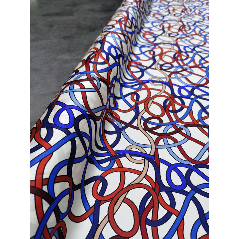 Raso elasticizzato di seta stampato 19 momme larghezza 140cm motivo di stampa a strisce moda desigual tessuti di pura seta