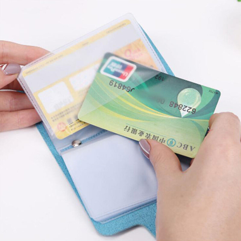 Pria dan Wanita Gaya Baru Mode Kreatif Kulit PU Warna Solid Slot Kartu Multi Kartu Pemegang Kartu