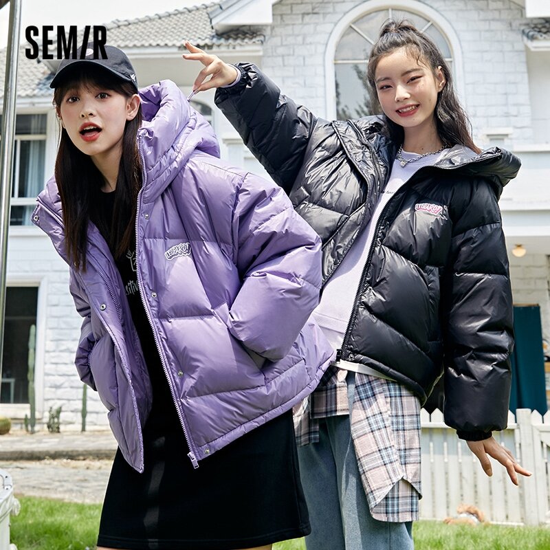 Semiry-방수 경량 숏 방풍 다운 재킷 및 코트 여성용, 블랙 기술, 두꺼운 겨울 패션