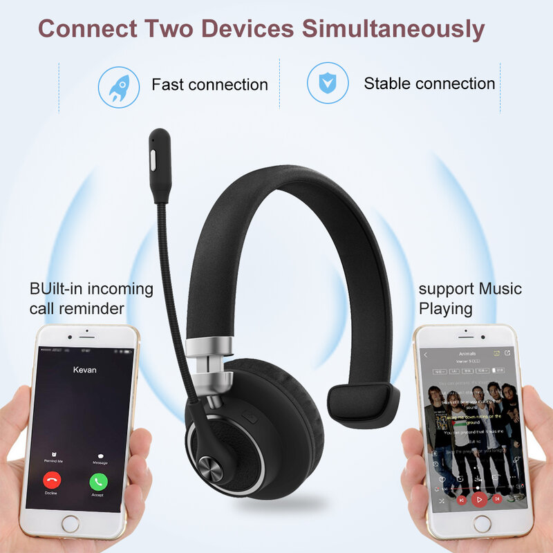 M91 Auriculares Bluetooth para centro de llamadas con auriculares de m 