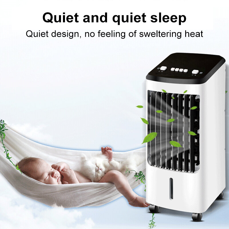 Ventilador de aire acondicionado, ventilador de refrigeración, humidificación, Enfriador de aire individual, pequeño refrigerado por agua móvil para dormitorio y hogar