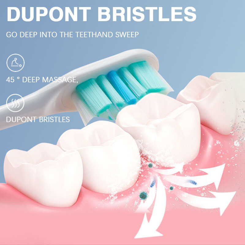 Boyakang-cepillo de dientes eléctrico ultrasónico, 5 modos de limpieza, recordatorio inteligente IPX7, cerdas Dupont impermeables, Cargador USB BYK19