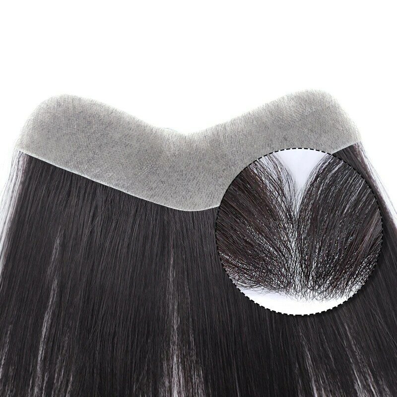 Halo Lady-sistema de reemplazo de línea de cabello humano Natural, piezas de cabello frontal para calvicie, piel fina de PU con cintas, brasileño no Remy