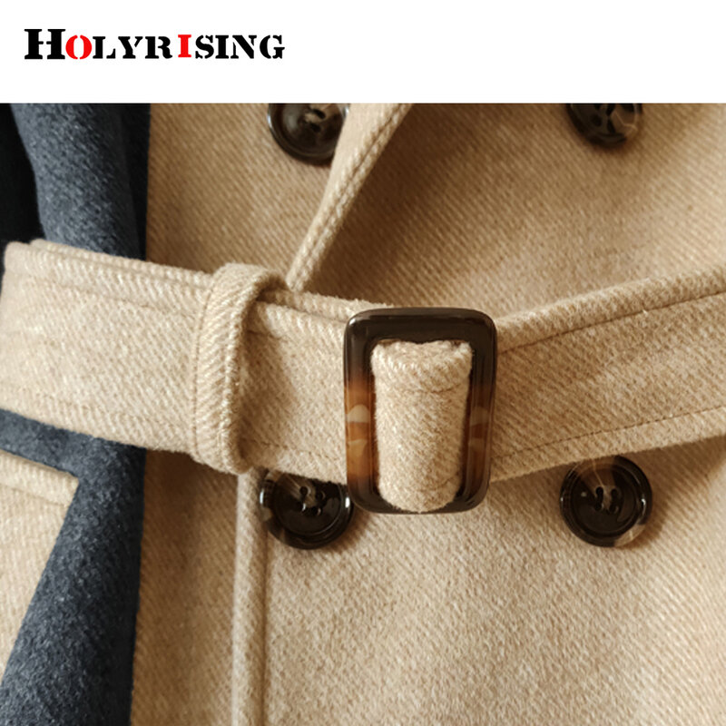Trench cappotto in lana da uomo cappotti di lusso a doppio bottone 6xl patchwork giacca a vento lunga colletto rovesciato personalità top irregolare 19874