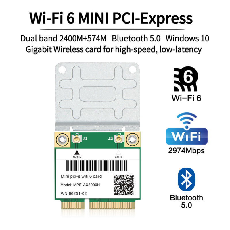 MPE-AX3000H WiFi 6 ワイヤレスカード デュアルバンド 802.11ax