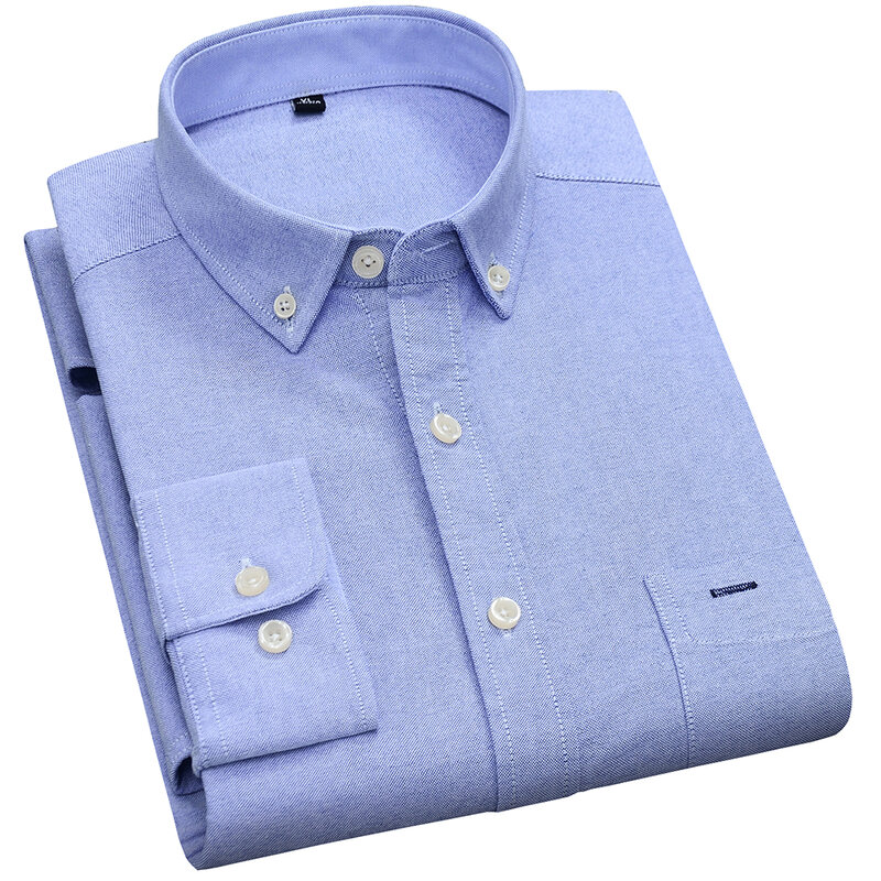 Camisas informales de algodón puro Oxford para hombre, camisa blanca de manga larga, blusa ajustada de diseño a la moda