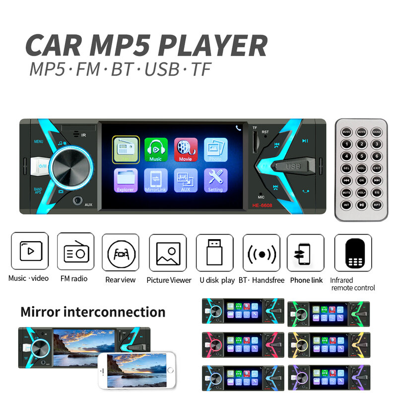 1din carro multimídia player 4.1-Polegada de alta definição estéreo rádio do carro usb carregamento aux entrada de áudio invertendo exibição de imagem