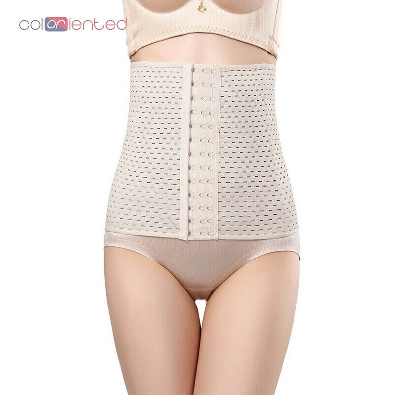Coloriented cintura cinchers senhoras corset shaper banda corpo construção frente fivela três breasted suporte dropship