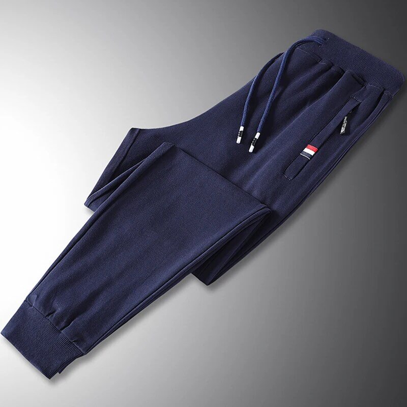 Pantalon de survêtement en coton uni pour homme, survêtement décontracté avec poches zippées, vêtements de sport, grande taille 6XL 7XL 8XL, printemps automne