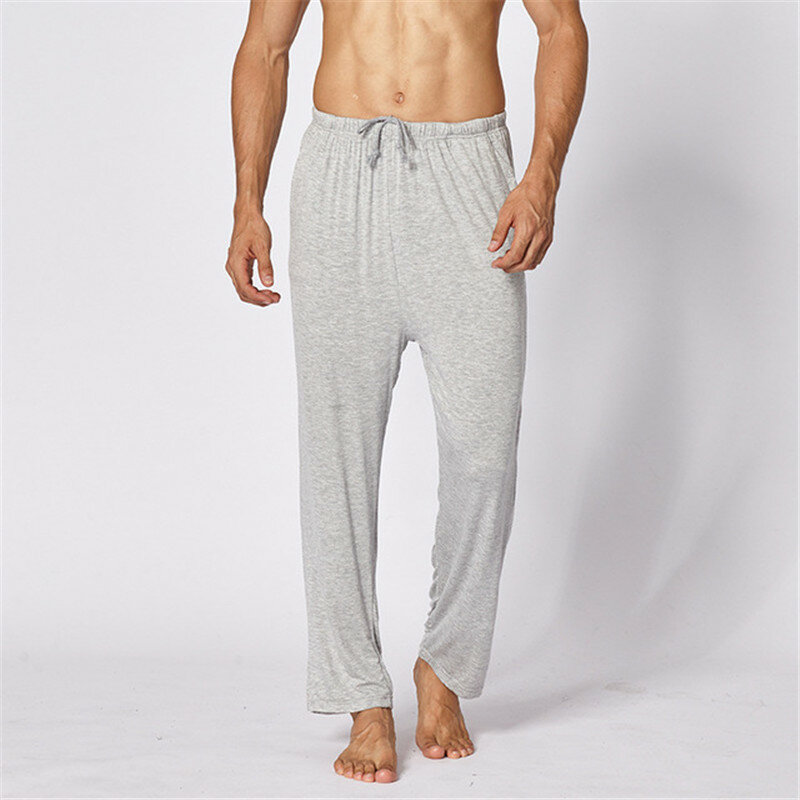 Otoño ropa caliente de los hombres de algodón Modal pijama de pantalones para dormir de talla grande de Yoga Fitness cómodo de hombre Casual casa Pantalones