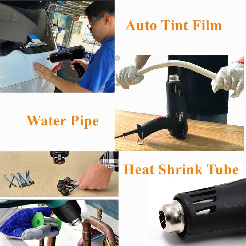 Heat Gun Power  2000W  with Hot Air Gun 500 °C, Overload Protection with 4 Metal Nozzle  Shrink Wrapping/Tubing, Paint Removal