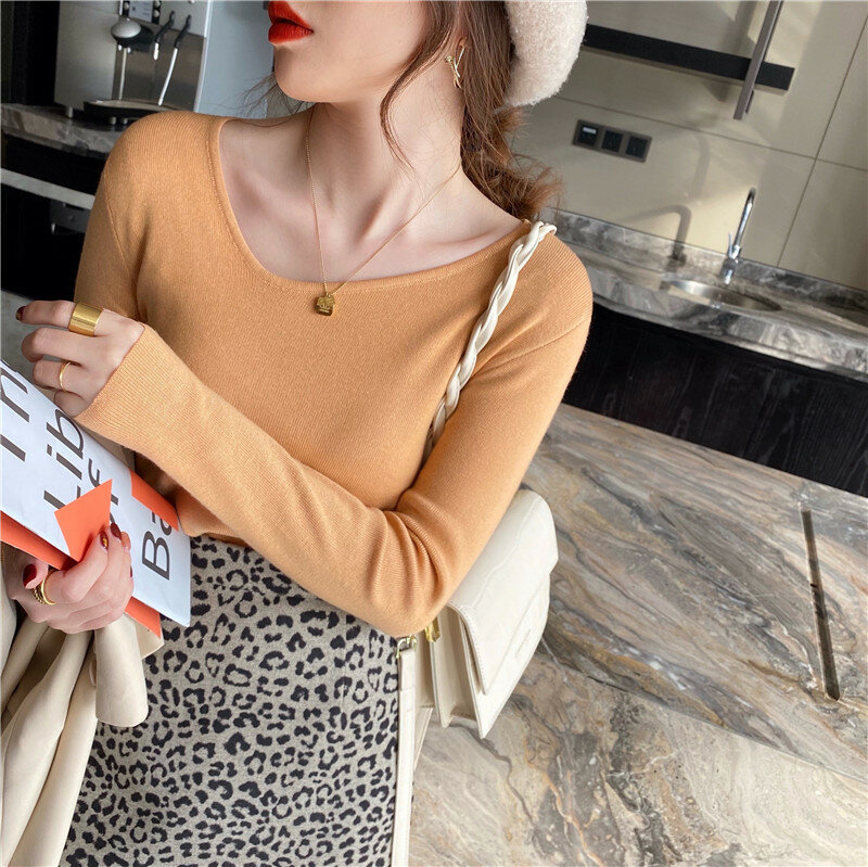 Undershirt Women's Spring and Autumn Slim-Fit Knitted Top Western Style Inner Wear New Thin Cashmere V-neck Sweater