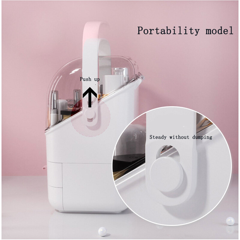 Cosmetics Storage Box Three Layer Drawer Makeup Jewelry Organizer Desktop Lipstick Nail Oil Container Beauty Cosmetic Case