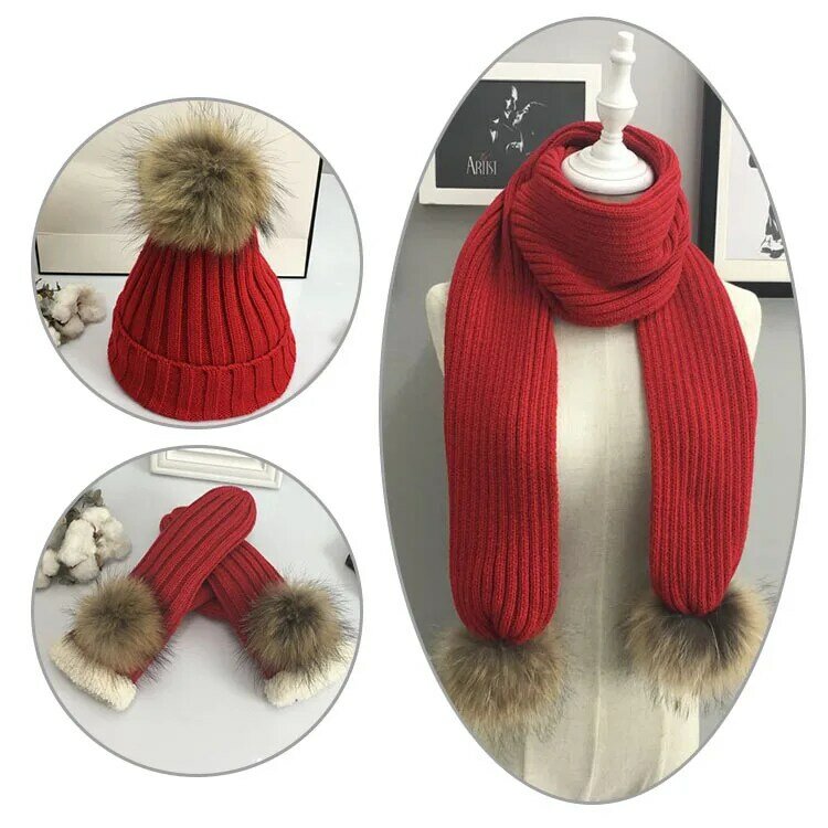 Европейские и американские искусственные перчатки Рождественский костюм из трех предметов Рождественский шарф шапка перчатки для женщин ...