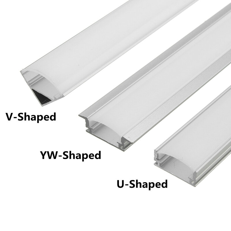 Soporte de canal de perfil de aluminio de esquina U V YW, barra de luz LED, debajo del gabinete, lámpara, armario de cocina, 10 piezas
