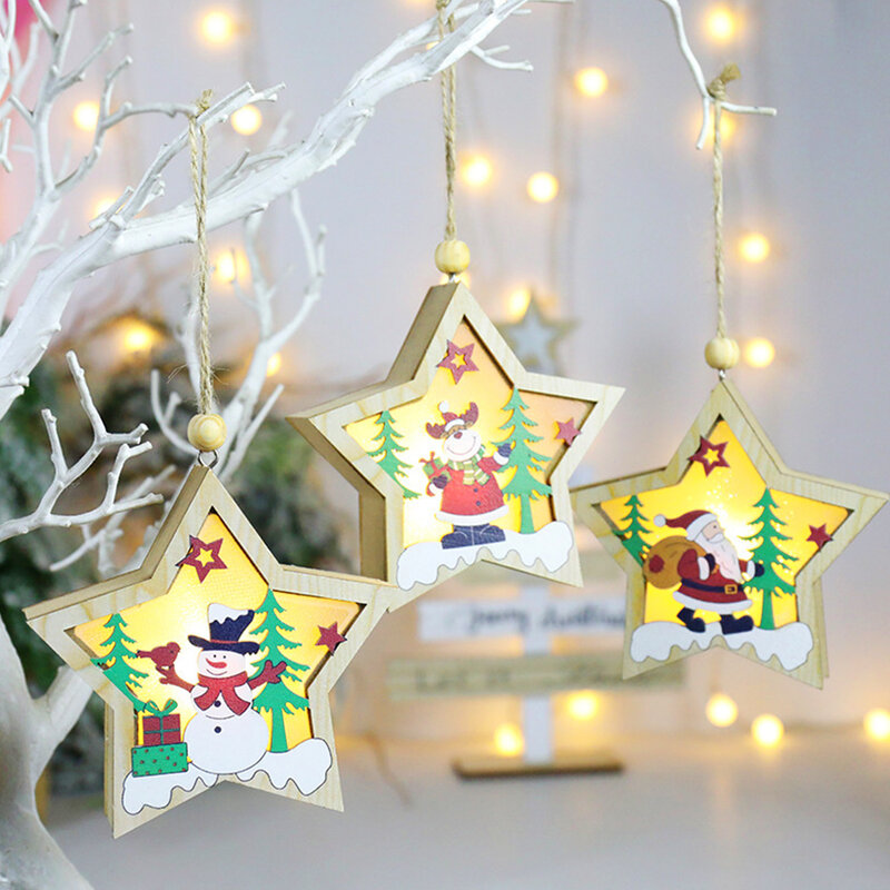 Рождественский ночник, подвесной светильник для рождественской елки, s звезды, снеговик, украшение, светильник s, олень, люстра домашнее укра...