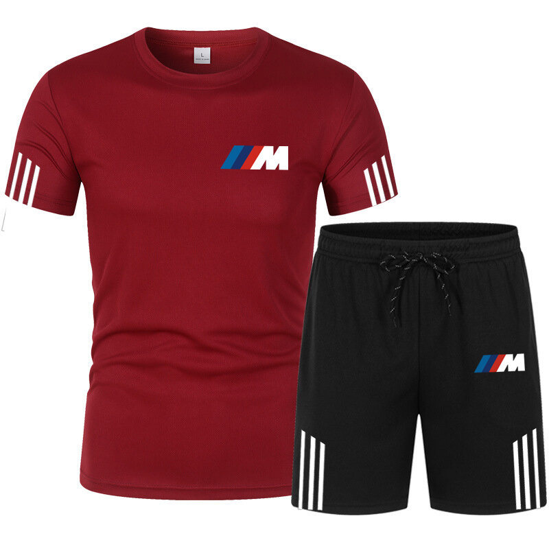 Brand Men&#39;s Sportsuits Summer Streak Tracksuit Men Sweat Suit Casual Sets Mens Clothes Fitness Quick Drying T Shirt+Short Pants