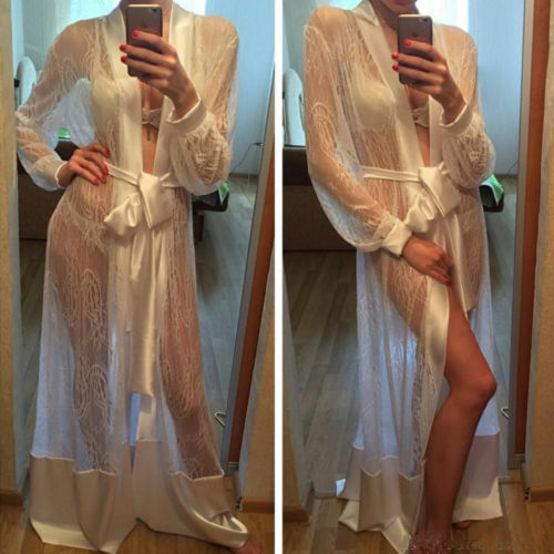 Hot Lace Upชุดชั้นในBabydoll Nightdressผู้หญิงเซ็กซี่ชุดกิโมโนชุดอาบน้ำRobeชุดนอนNight Wearชุดนอน