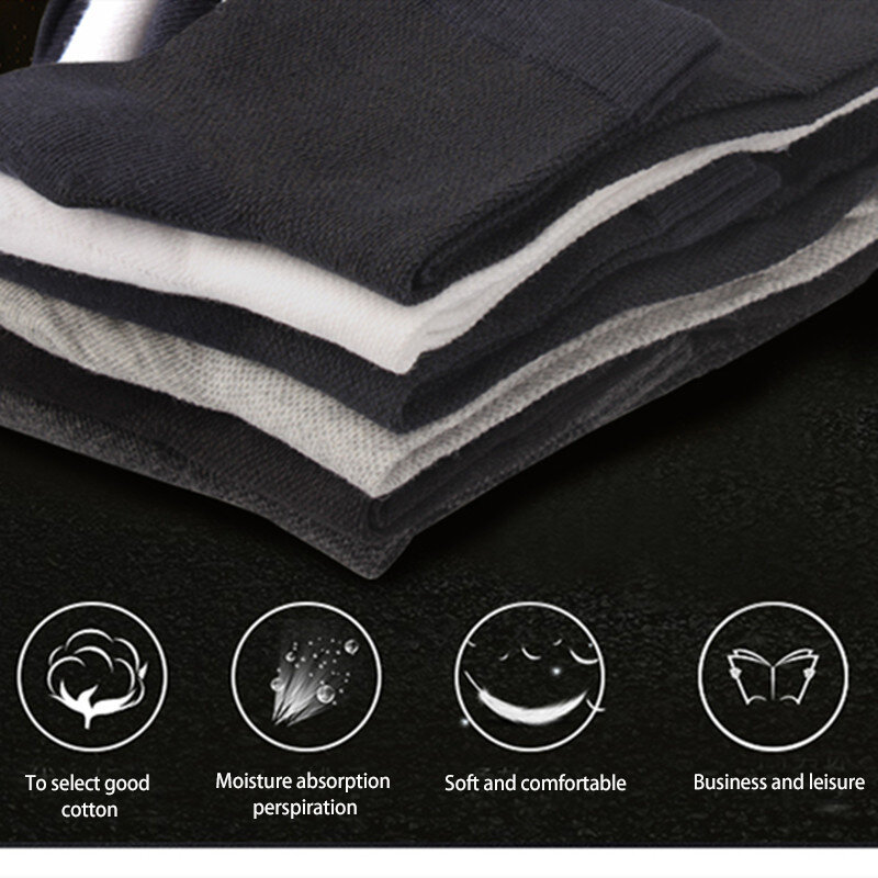 Calcetines de algodón para hombre, medias suaves y cómodas, transpirables, de negocios, Color sólido, tubo medio, para primavera y verano, 5 pares
