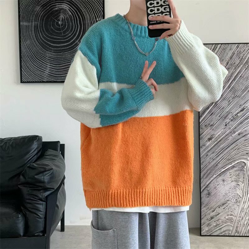 Autumn and winter men's sweater men's loose jersey Korean fashion personality Japanese sweater table