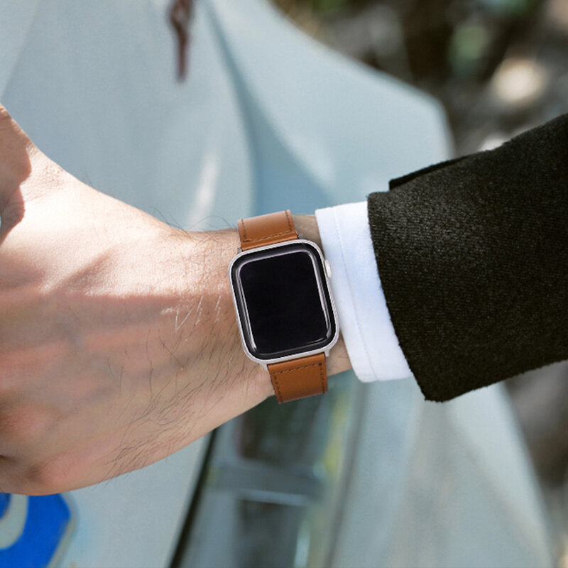 Clássico pulseira de couro para apple relógio se banda 44mm 40mm smartwatch iwatch banda série 7 6 543 42mm 38mm pulseira acessórios