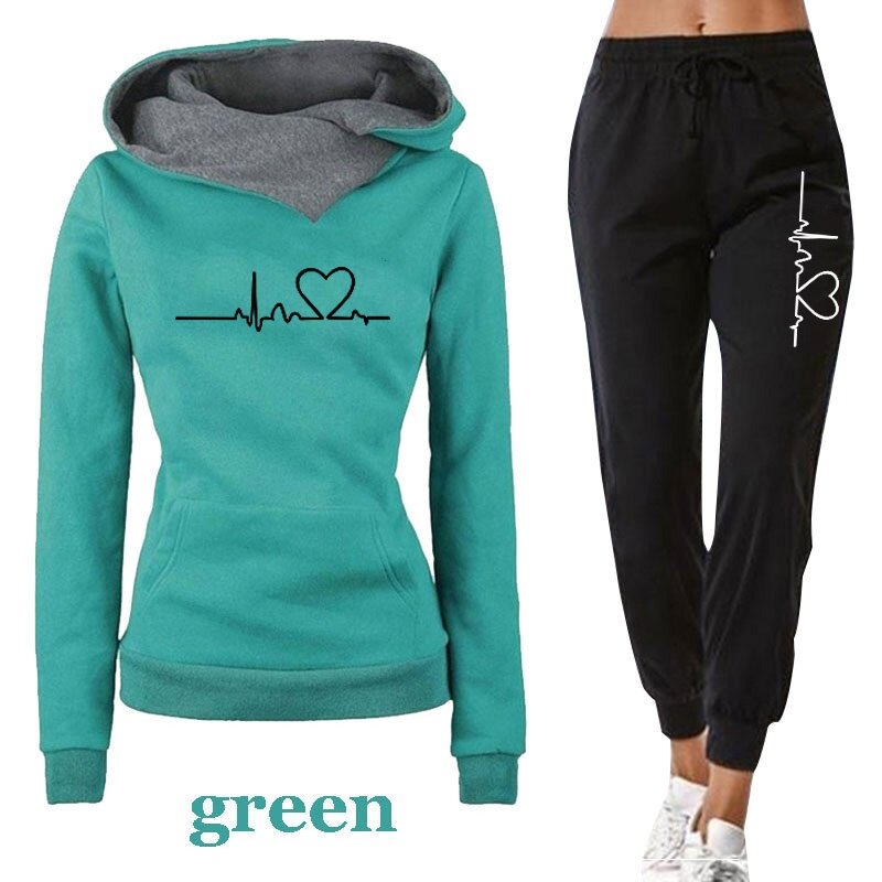 2020 Autumn Women Hoodie Set Letter Print Sweatshirt and Sweatpants 2Pcs Suit Casual Jogging Tracksuit Winter Sportwear