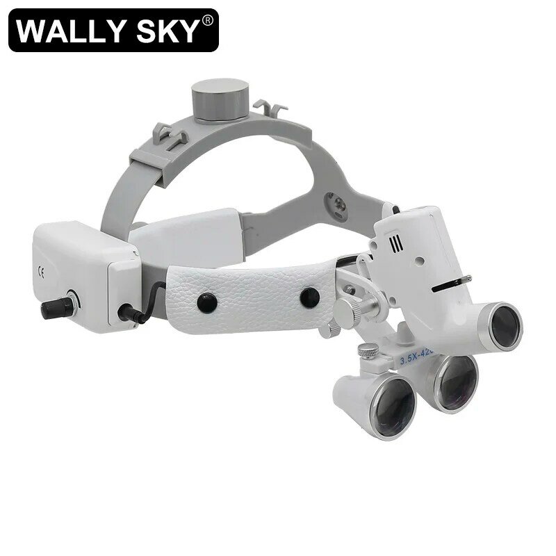 Kaca Pembesar Gigi 3, 5X dengan Lensa Kaca Optik Lampu Kepala 5W 280-380 Mm Jarak Kerja Bidang Pandang Lebar
