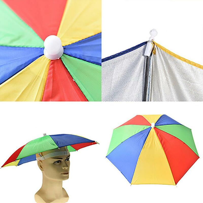 40%HOTAdjustable Headband Sun Rain Outdoor Sport Foldable Fishing Umbrella Hat Cap