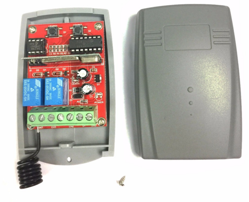 Receptor de Control remoto Universal para puerta de garaje, 2 canales, 433MHZ, código fijo, receptor de código rodante, interruptor de Control remoto