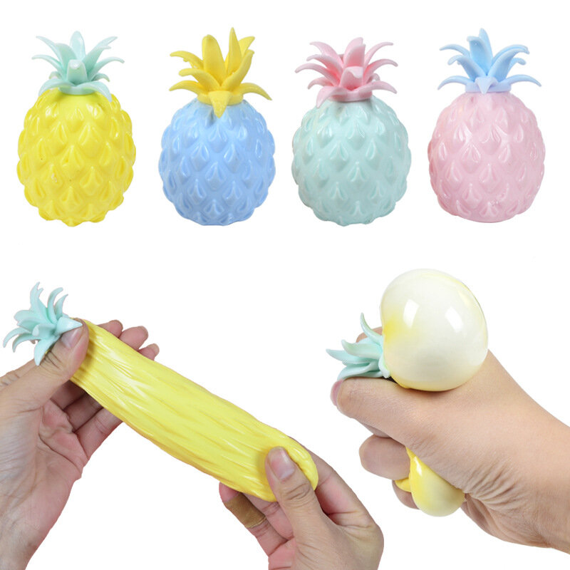 4Pcs Creative Toys New TPR Flour Vent Squeeze Ball Cute Pineapple Decompression Ball Squeeze Release Pressure Children Toys