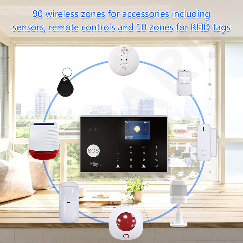 Tuya inteligente gsm 3g 4g wi-fi anfitrião de alarme 433mhz sem fio em casa segurança assaltante sistema alarme kit com 110db sirene solar ao ar livre
