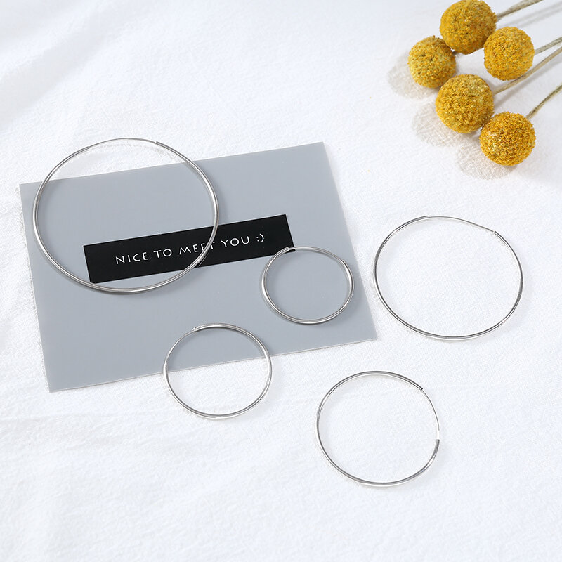 Anillo de Plata de Ley 925 pendientes para las mujeres 2020 gran anillo pendientes 2021 nueva moda orejera coreano círculos pulsera Simple
