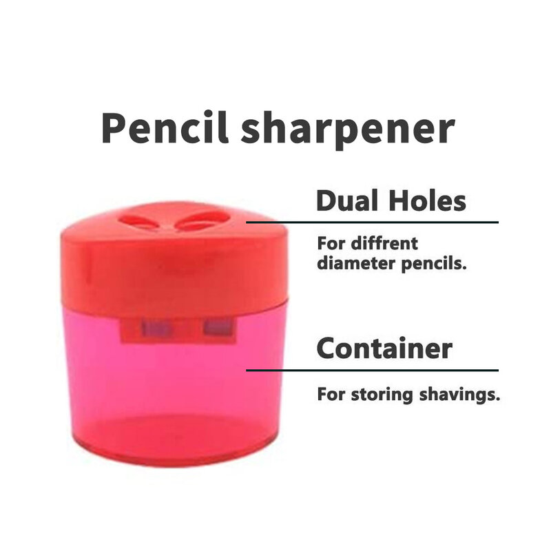 12PCS Dual Holes Manual  Pencil Sharpener With Lid For Kids Colorful Plastic Manual Multifunctional School Office Stationery