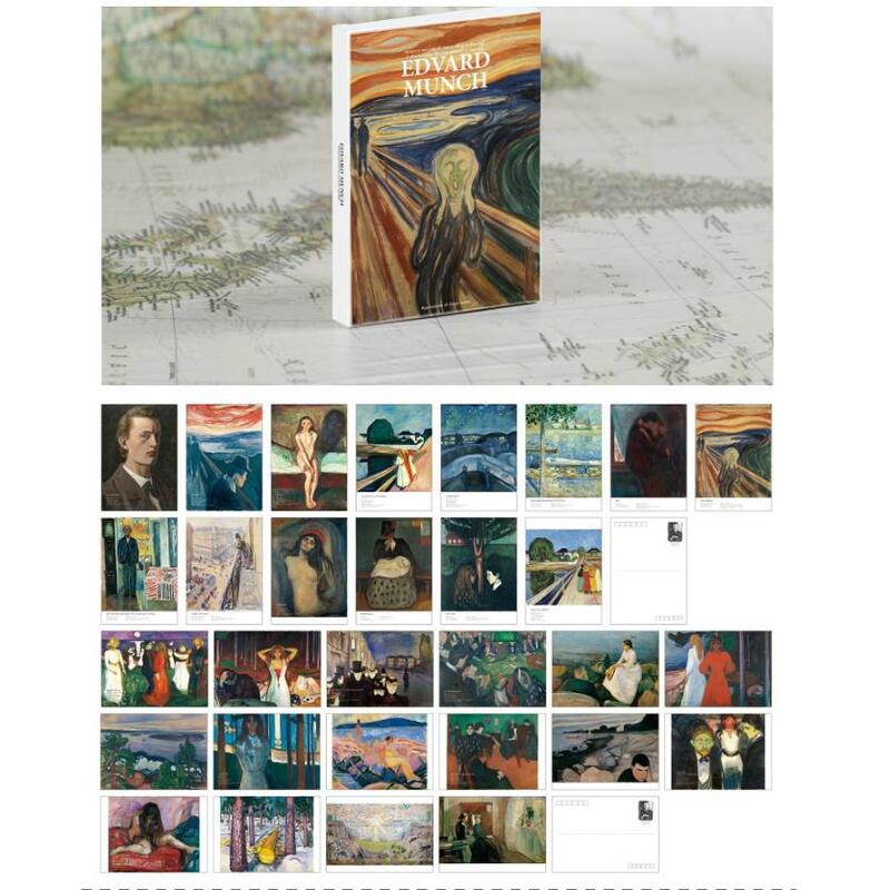 Cartes de vœux de la série Edvard Munch, cartes postales de Style ins, papeterie de décoration pour Journal, DIY bricolage, 30 pièces/ensemble