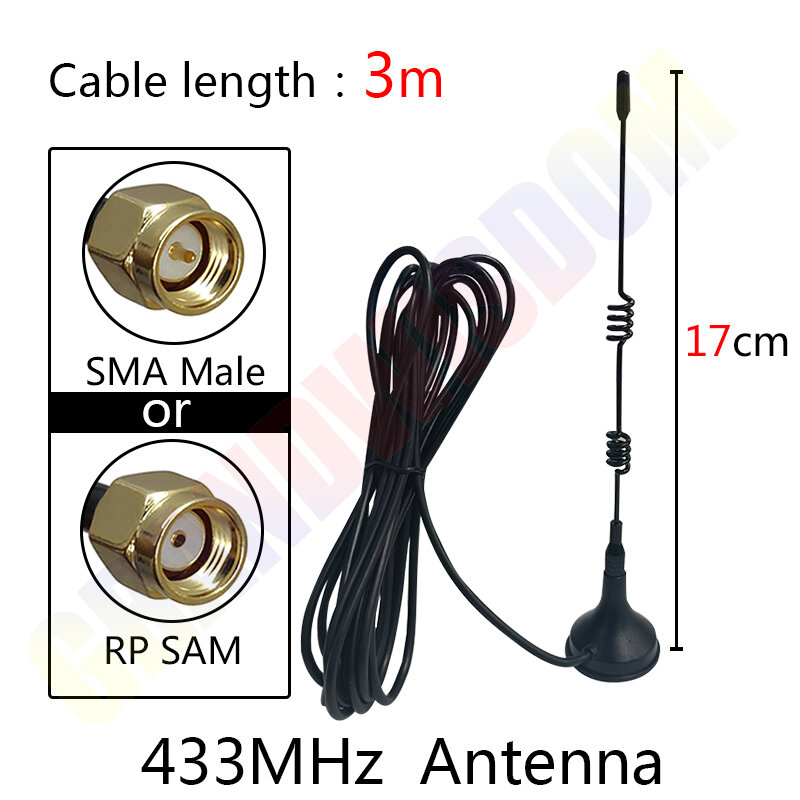 Antena GPRS GSM de 5dBi, 433mhz, DAB / DAB +, Radio de coche, fm, parche reforzado CMMB, antena de alta ganancia, enchufe macho SMA con Cable de 3M