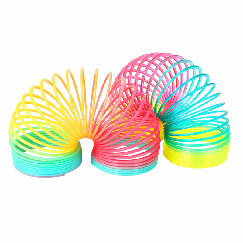 1 pçs arco-íris círculo brinquedos engraçados desenvolvimento precoce educacional dobrável bobina de mola de plástico crianças brinquedos mágicos criativos
