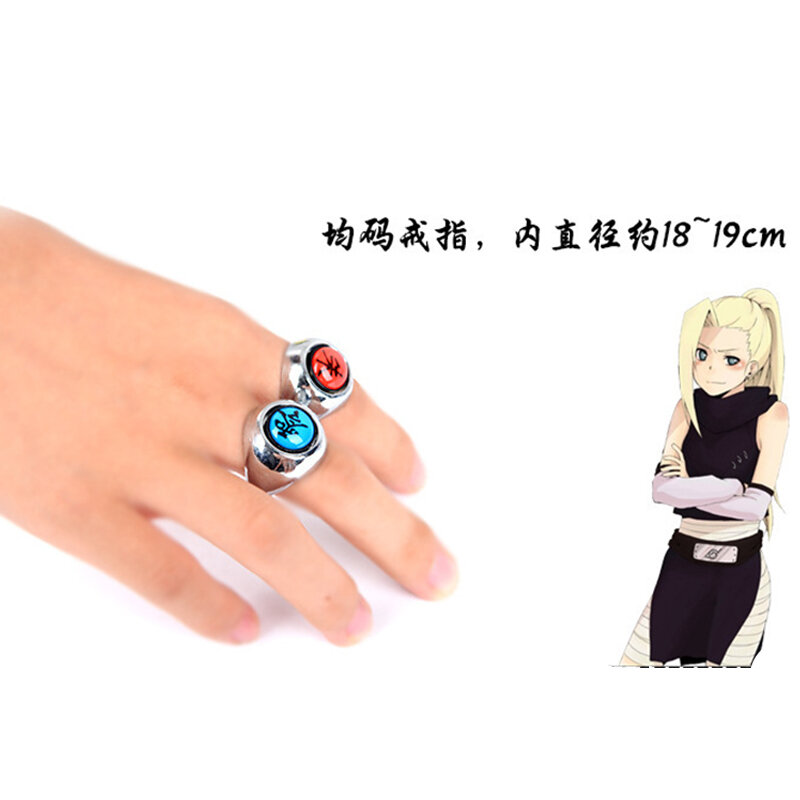 Akatsuki-anillo rojo de Anime Ninja para mujer y hombre, pulsera de dedo con letras, para Cosplay, regalo de fiesta
