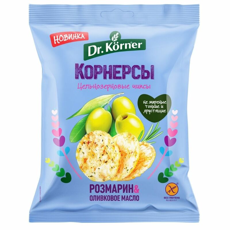 Dr Korner Whole grain chips corn rice with olive oil and rosemary Fast shipping Grocery Healthy Food Crackers Snacks Sweets Gluten free Sports Nutrition for adults without additives Sugar-free Diet Vegans Weight Loss